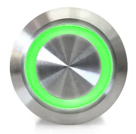Przycisk | włącz-wyłącz self lock | 12-24V LED Zielony | RVS | 16mm