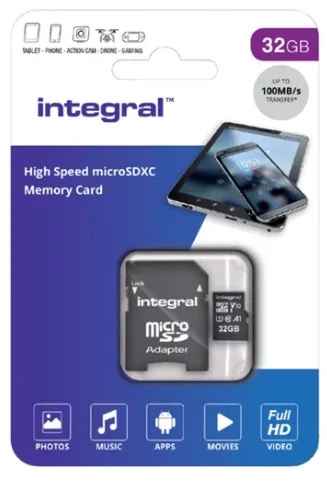 Integral 32GB V10 High Speed microSDHC Card Class 10 - 100MB/s z adapterem SD