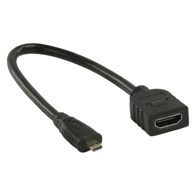 Przejściówka micro-HDMI na HDMI, czarna, 0,2m
