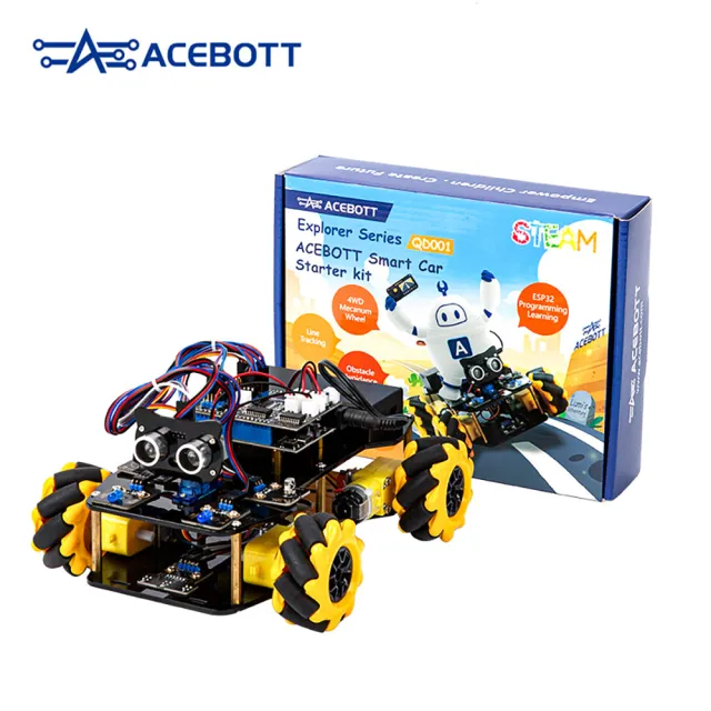 ACEBOTT ESP32 Robotyczny samochód z napędem 4x4 na kołach mecanum | Do samodzielnego montażu | STEM