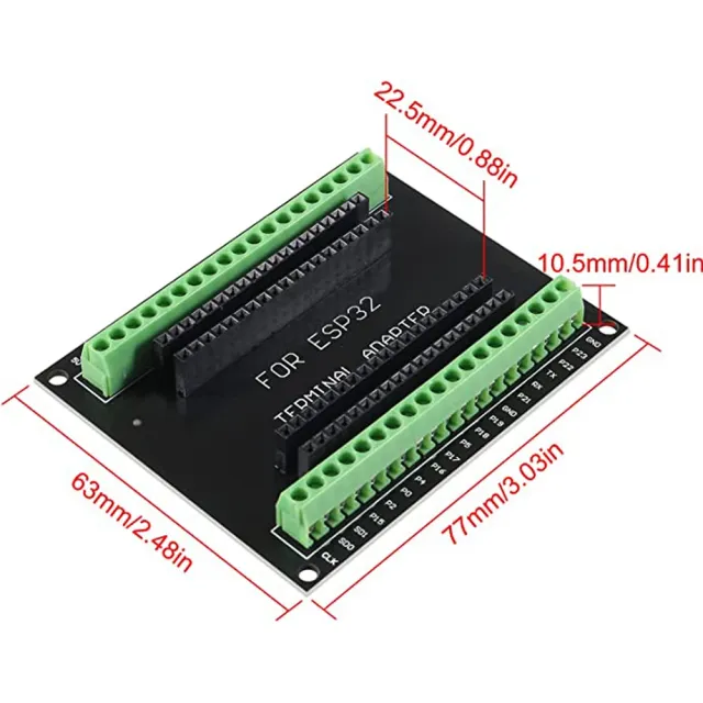 Płytka breakout z 38 pinami dla ESP32-S ze złączami śrubowymi