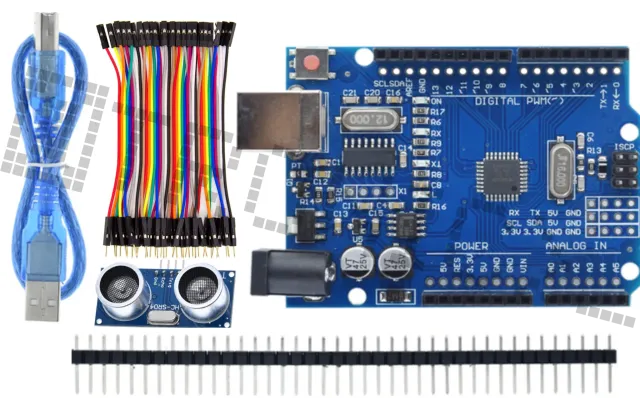 Starter Kit do Arduino Uno R3 z czujnikiem odległości HC-SR04 i przewodami Dupont