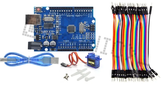 Starterkit do Arduino Uno R3 z SG90 micro servo i 40-częściowym zestawem przewodów Dupont