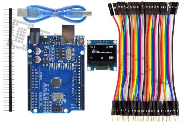 Starter Kit do Arduino Uno R3 z wyświetlaczem OLED 0.96 inch i 40-częściowym zestawem przewodów Dupont