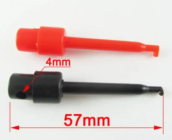 Testclip z sprężynowym haczykiem do PCB SMD IC  57mm  - Czerwony