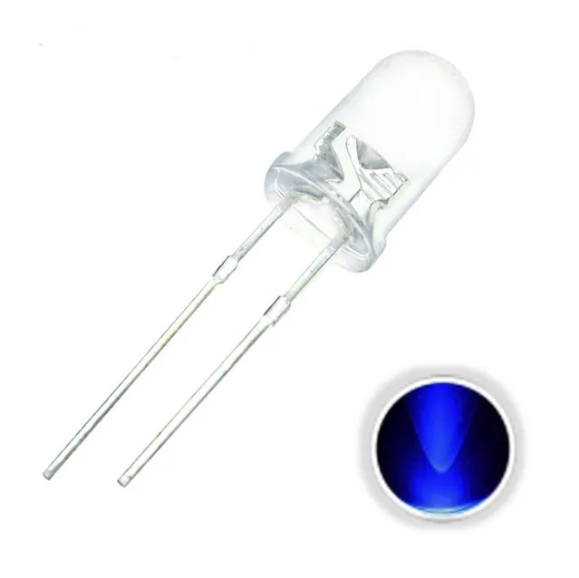 10x LED Diode Transparentna 5mm Ultrafioletowa 3V