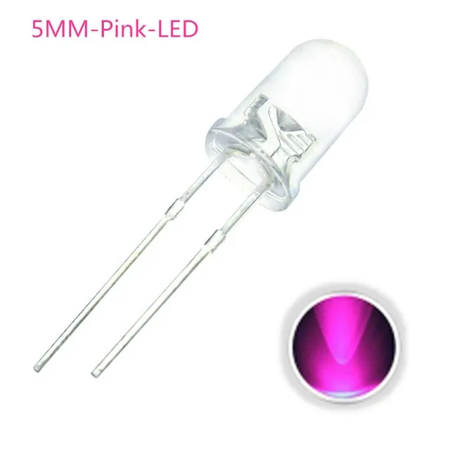 10x LED Diode Transparentna 5mm Różowa 3V