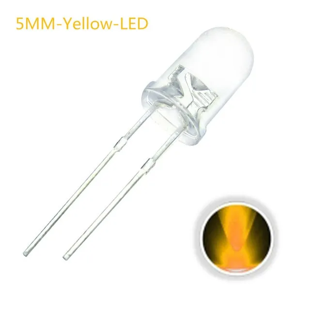 10x LED Diode Transparentna 5mm Żółta 2V