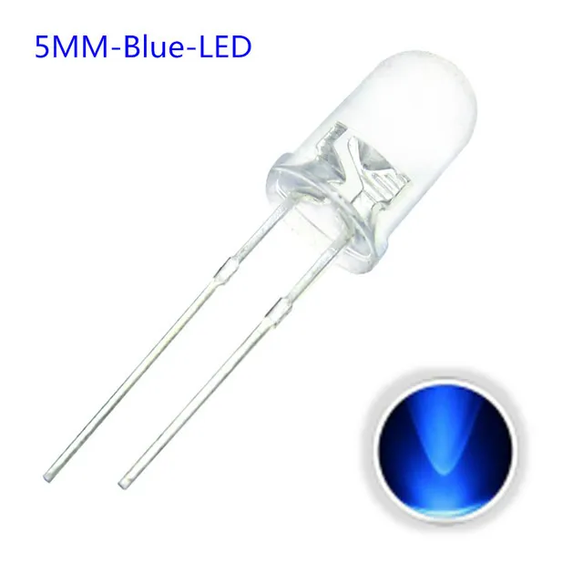 10x LED Diode Transparentna 5mm Niebieska 3V