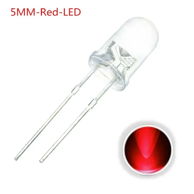 10x LED Diode Transparentna 5mm Czerwona 2V