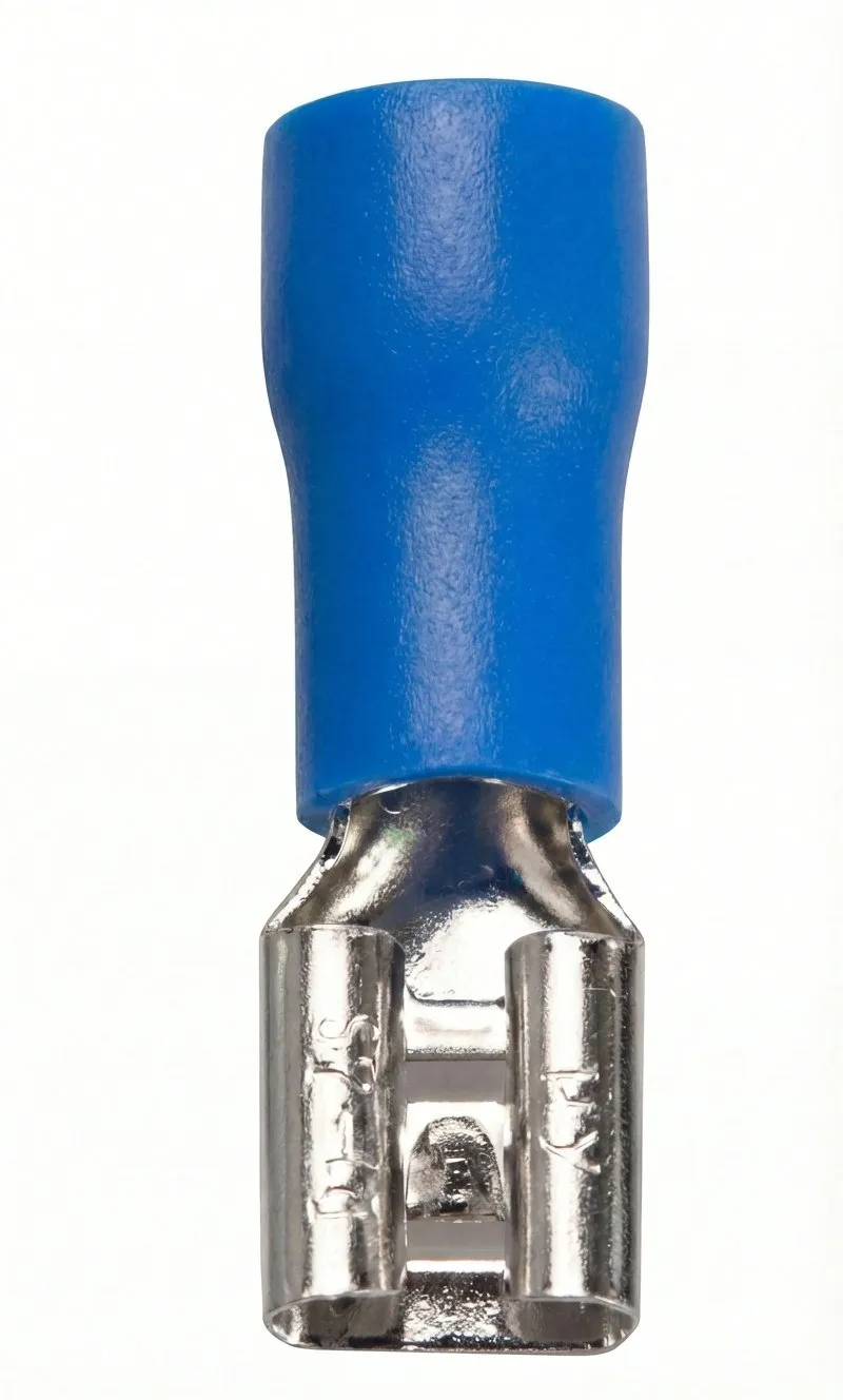 Izolowana żeńska końcówka kablowa 6,3 mm – Niebieska