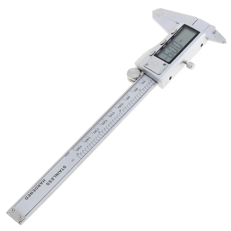 Cyfrowa suwmiarka ze stali nierdzewnej z wyświetlaczem 0-150 mm incl. bateria i etui