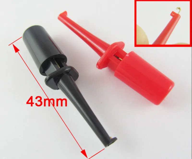 Mini testclip z sprężynowym haczykiem do PCB SMD IC  43mm  - Czarny