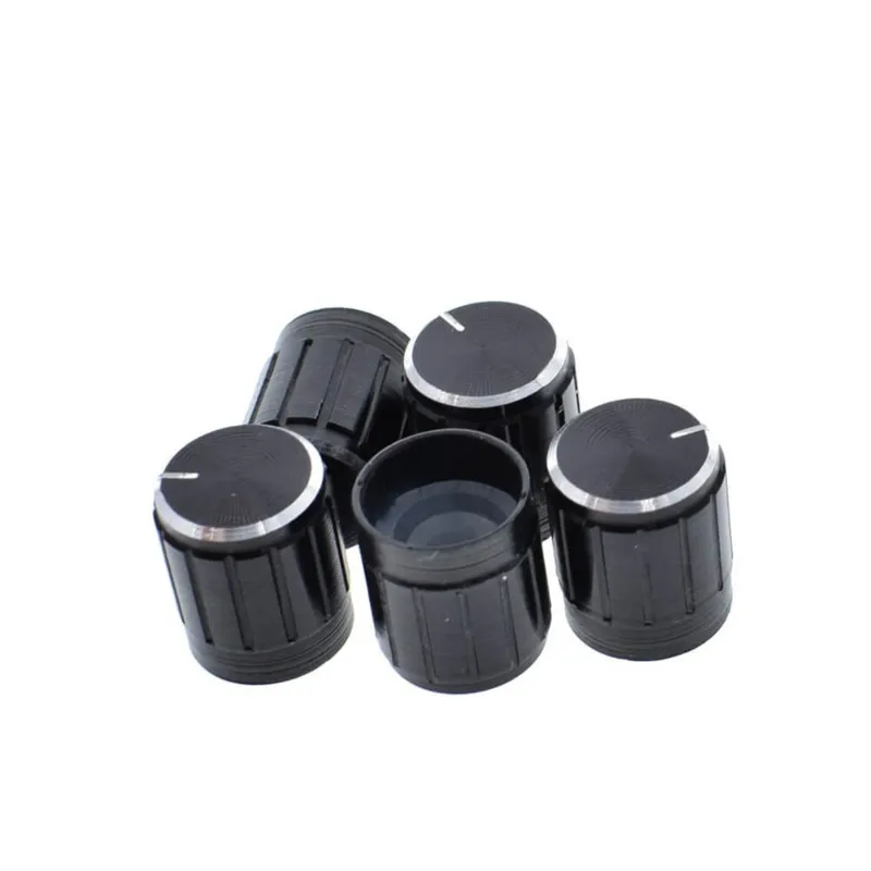 Aluminiowa gałka do przełącznika obrotowego / potencjometru (średnica: wewnętrzna 6mm, zewnętrzna 15mmx17mm) - czarna